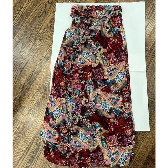 Xhilaration Strapless Maxi Dress Boho Paisley Fairy Whimsigoth Women's Large - Picture 4 of 4